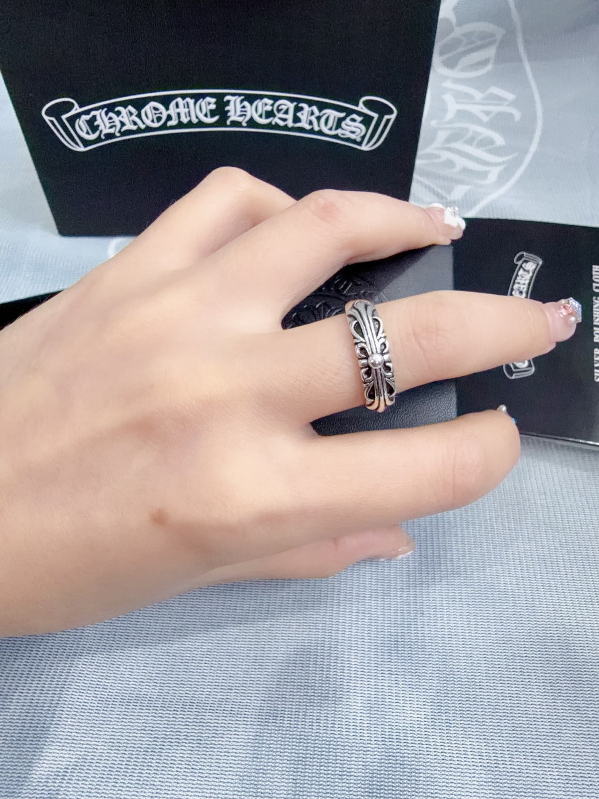 Signature Emblem Statement Ring in Polished Metal-Tone – Design 018 styled product view