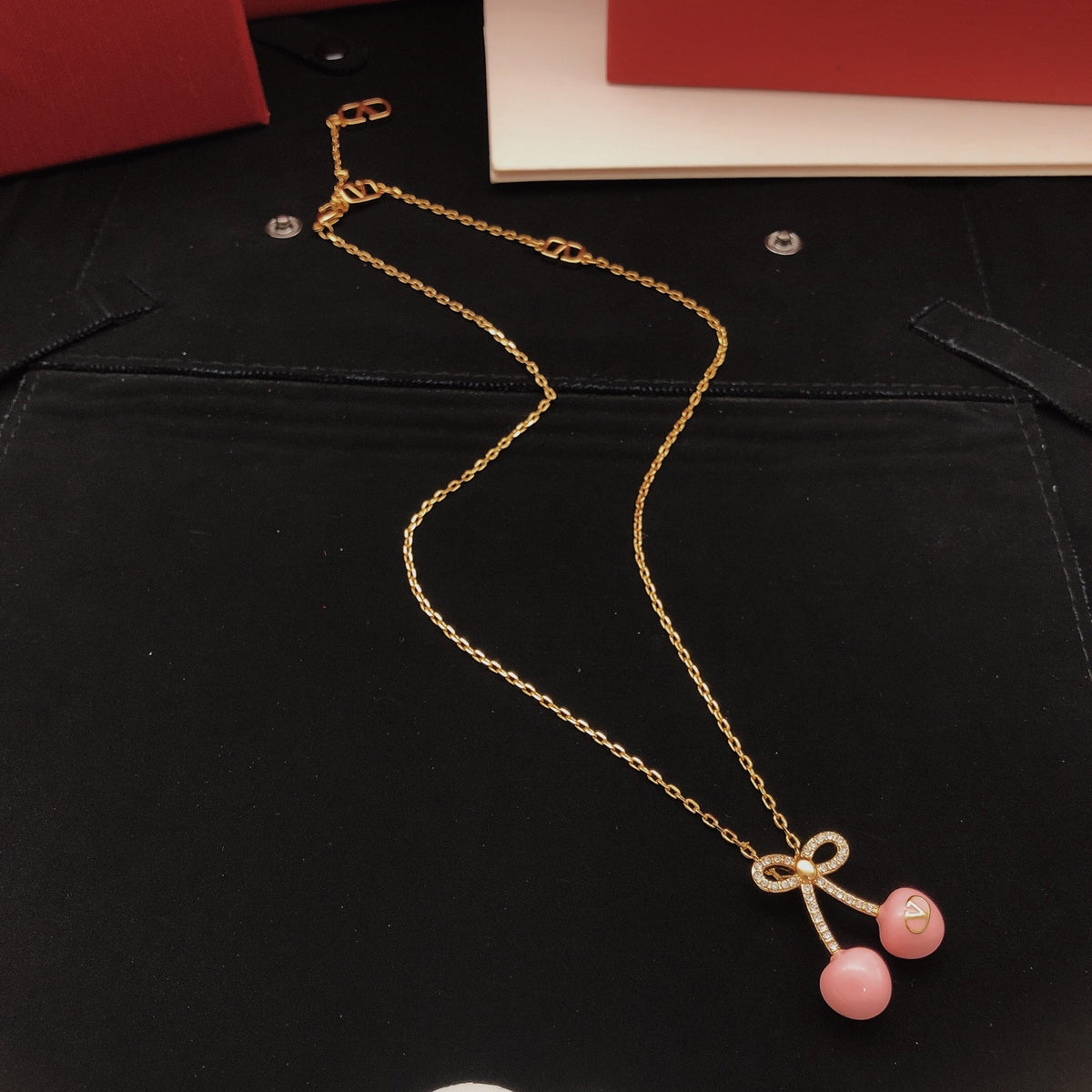 Bow Crystal-Accent Pendant Necklace main product view