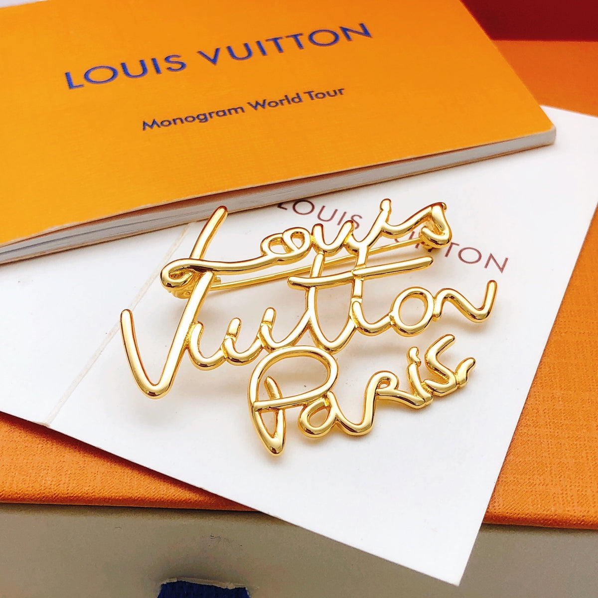 Geometric Emblem Brooch in Gold-Tone – Design 005 front product view