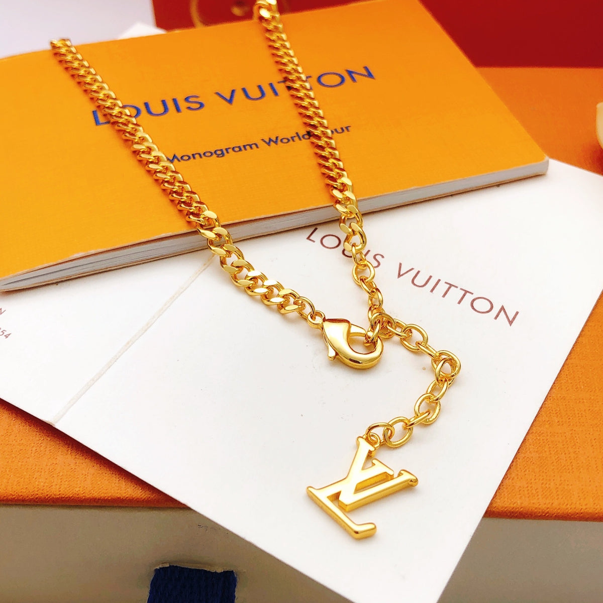 Geometric Emblem Pendant Necklace in Gold-Tone – Black Detail – Design 004 close-up detail