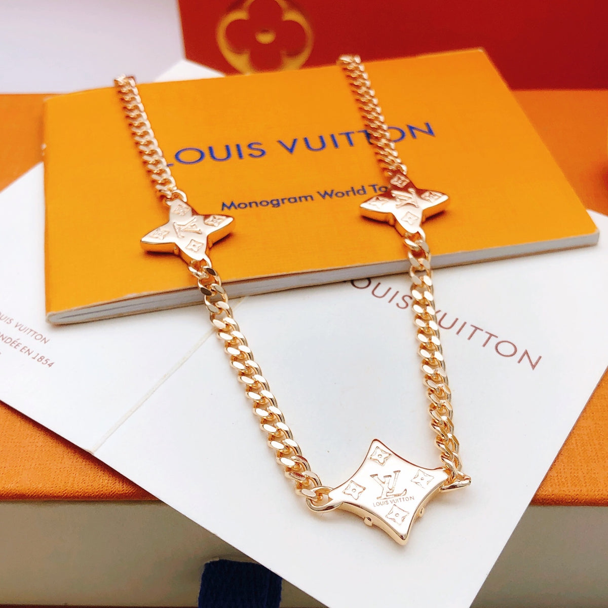 Geometric Emblem Pendant Necklace in Rose-Gold-Tone – Rose Gold Detail – Design 016 front product view