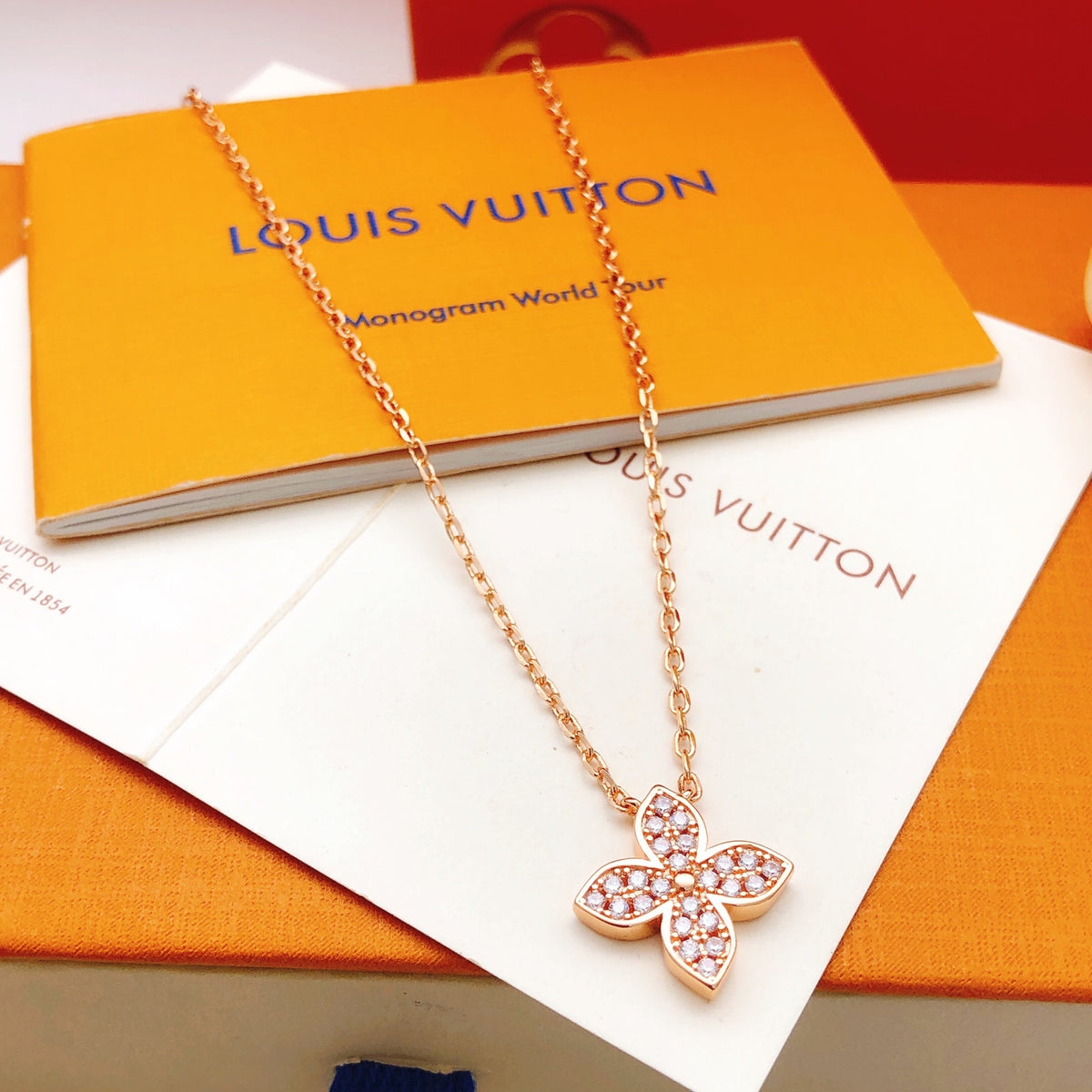 Geometric Emblem Pendant Necklace in Rose-Gold-Tone – Rose Gold Detail – Design 008 main product view