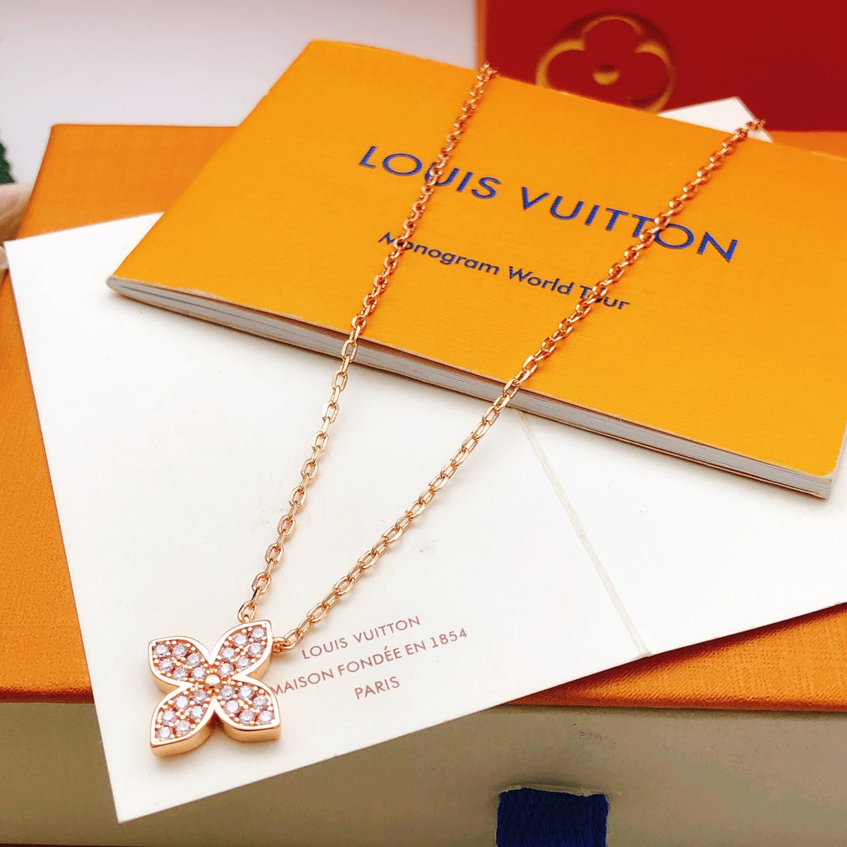 Geometric Emblem Pendant Necklace in Rose-Gold-Tone – Rose Gold Detail – Design 008 detail view