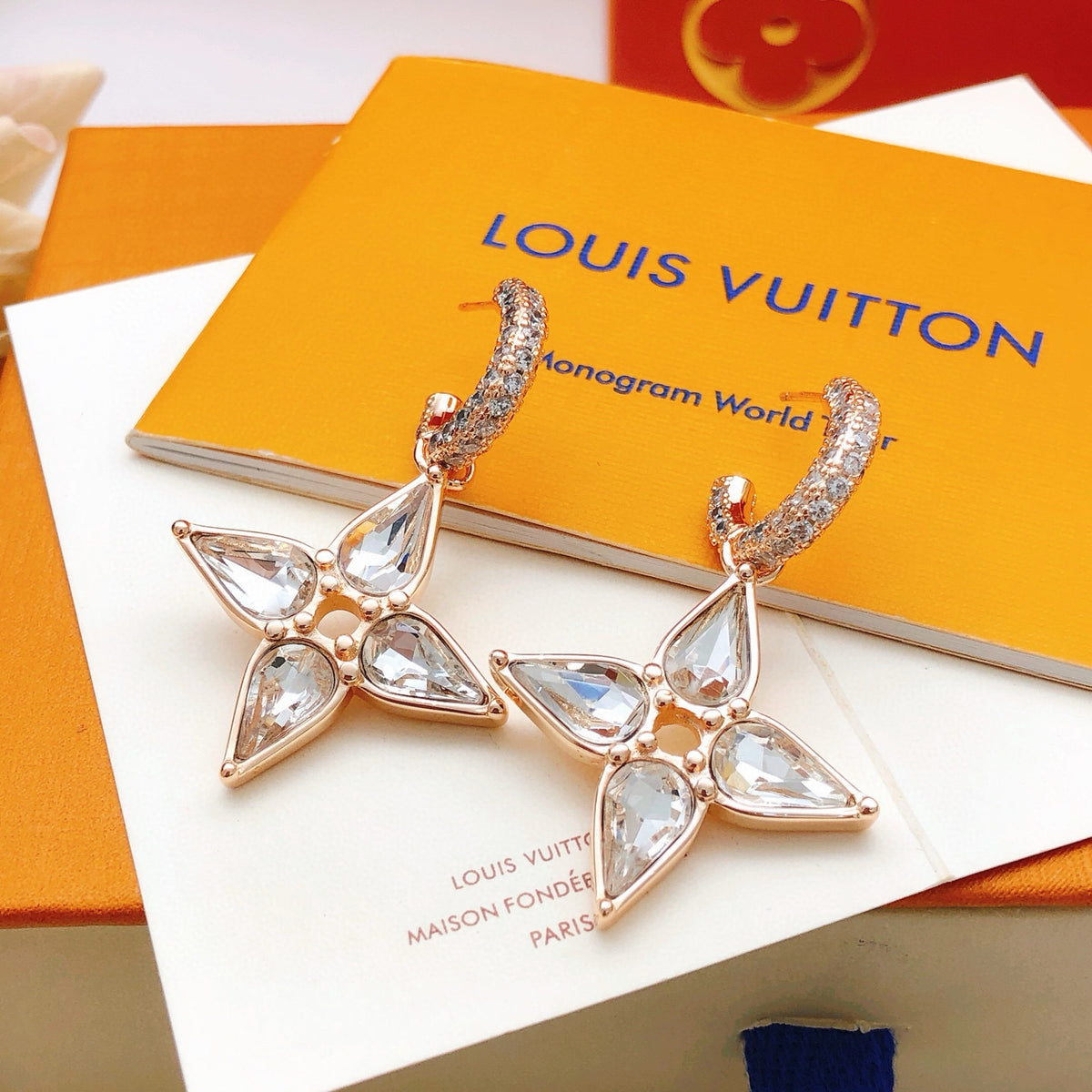 Geometric Emblem Statement Earrings in Rose-Gold-Tone – Rose Gold Detail main product view