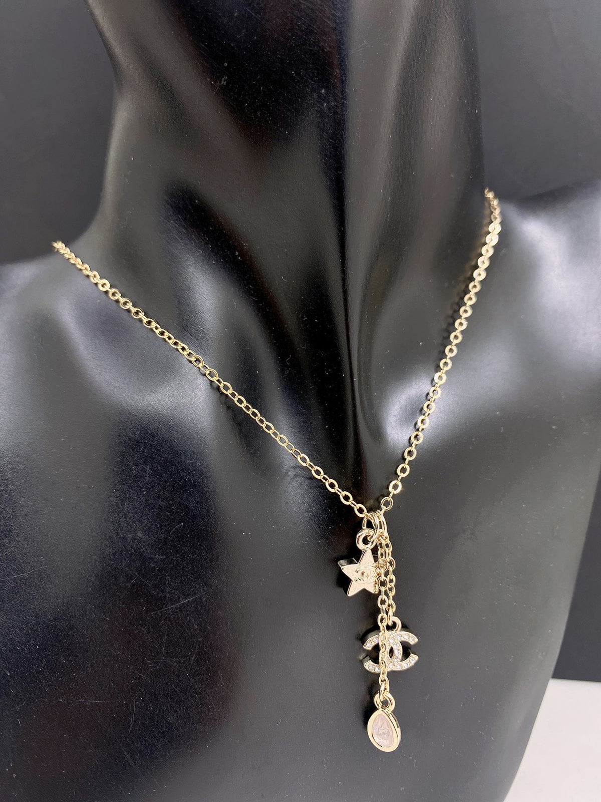 Signature Emblem Pendant Necklace in Gold-Tone – Design 035 front product view