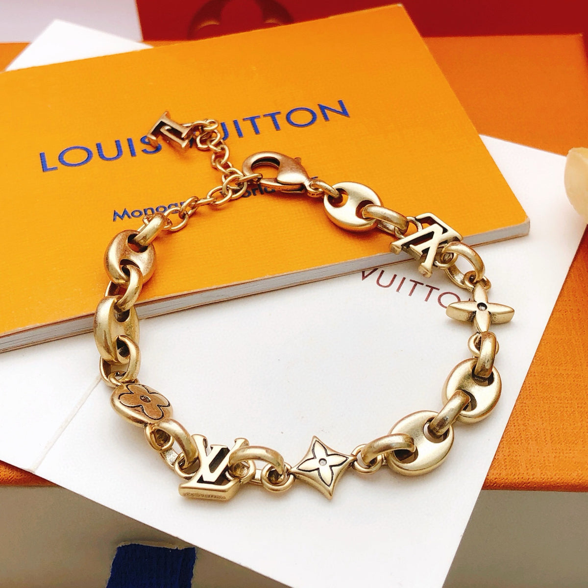 Geometric Emblem Bracelet in Gold-Tone – Design 064 main product view