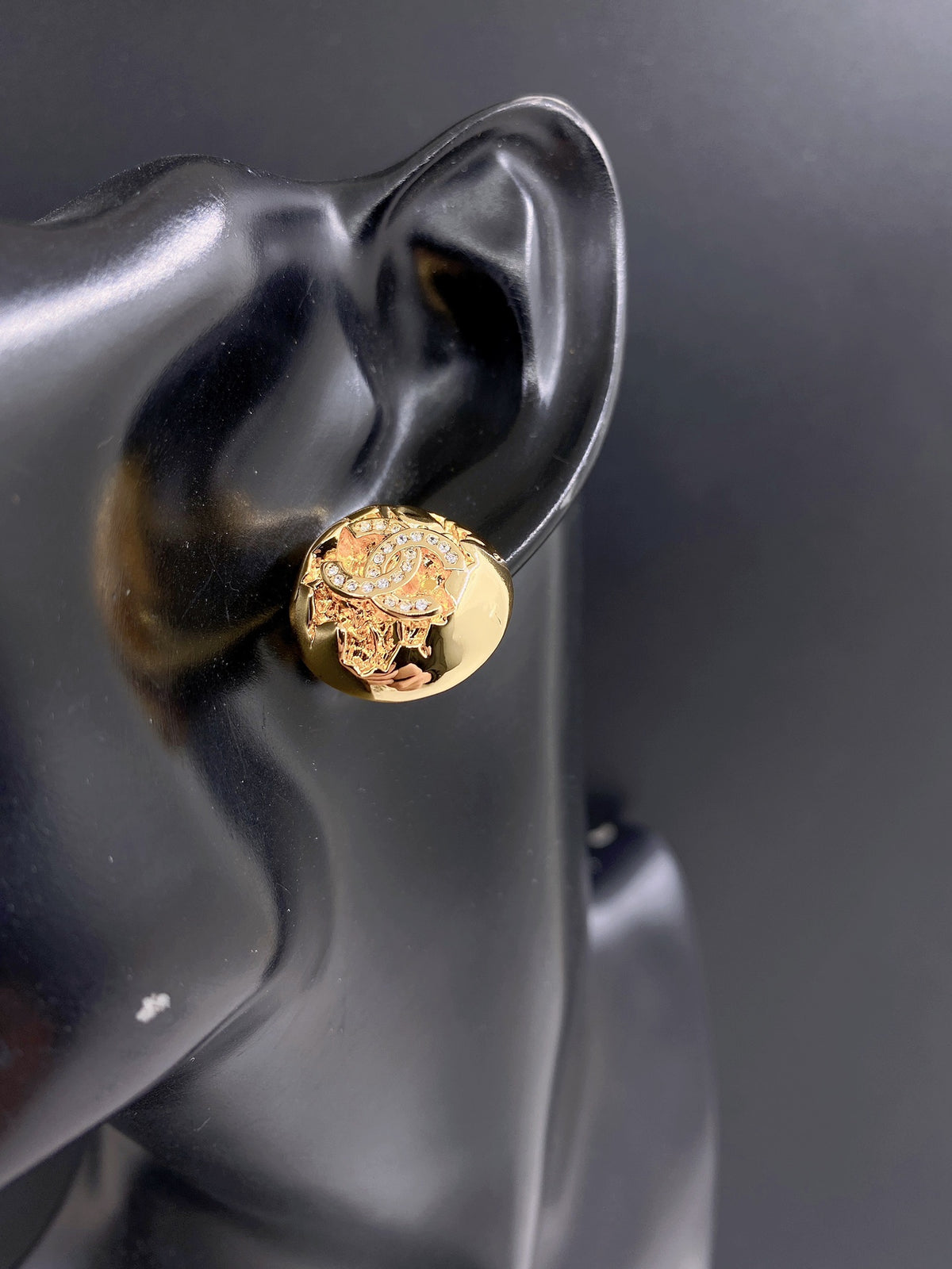 Signature Emblem Stud Earrings in Gold-Tone – Design 031 front product view