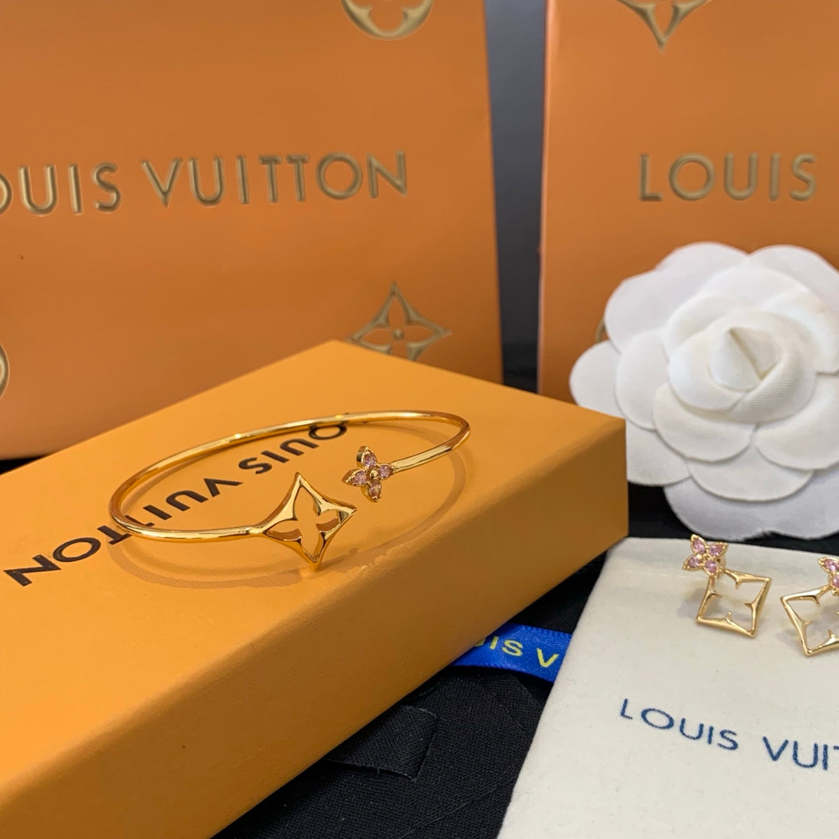 Floral Bangle in Gold-Tone front product view