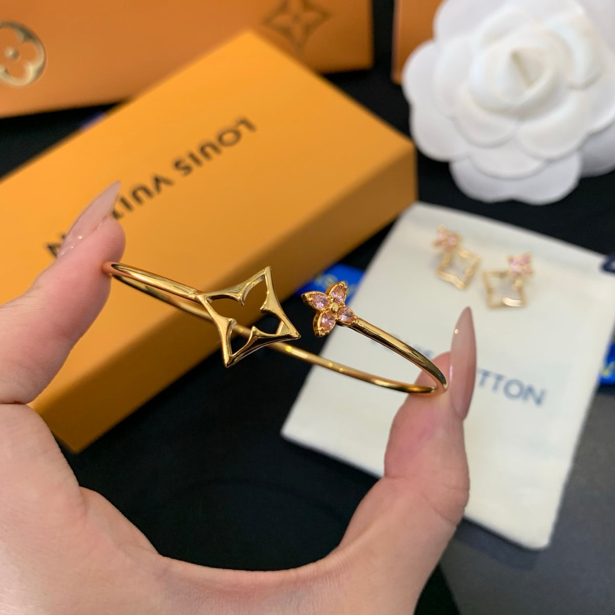 Floral Bangle in Gold-Tone main product view