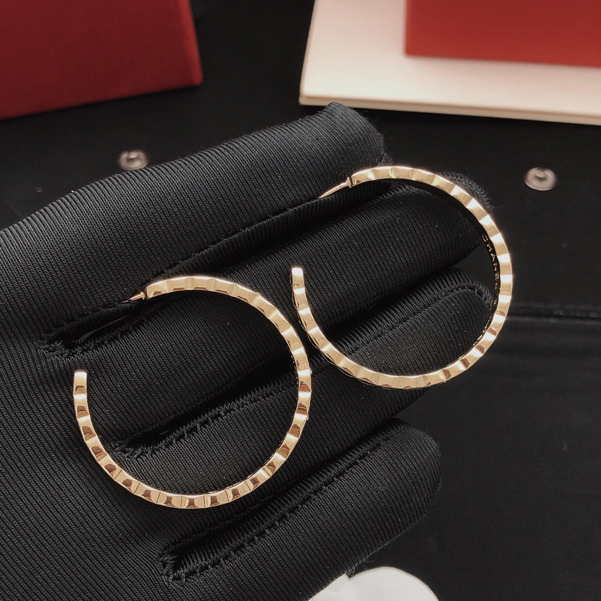 Moon Statement Earrings in Gold-Tone – Design 002 detail view