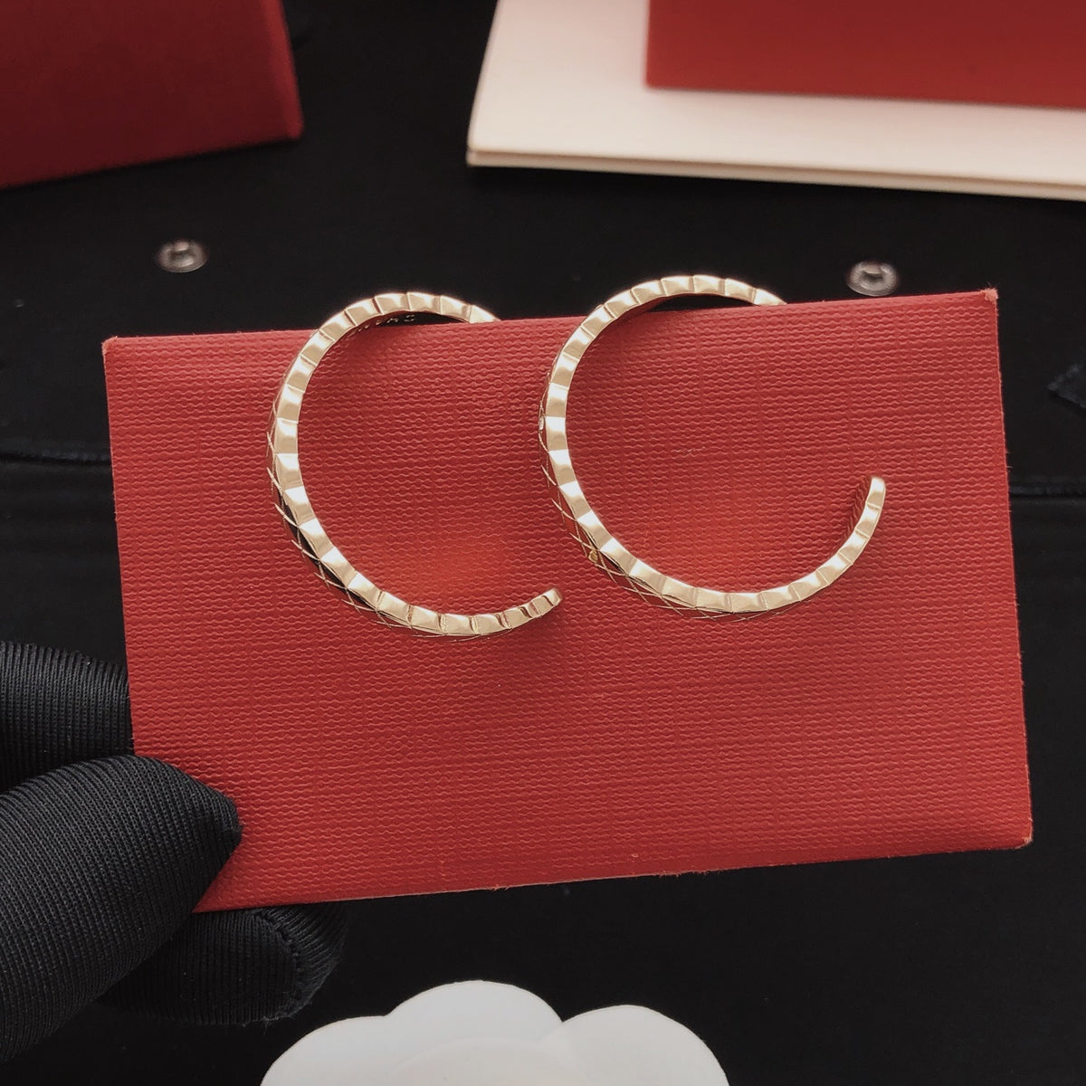 Moon Statement Earrings in Gold-Tone – Design 002 close-up detail