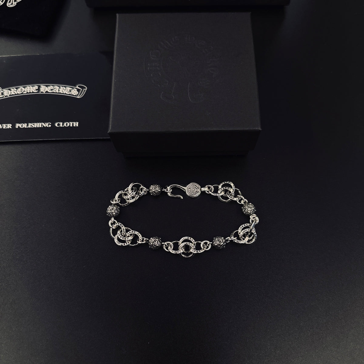 Gothic Emblem Statement Bracelet in Metal-Tone – Design 01 detail view