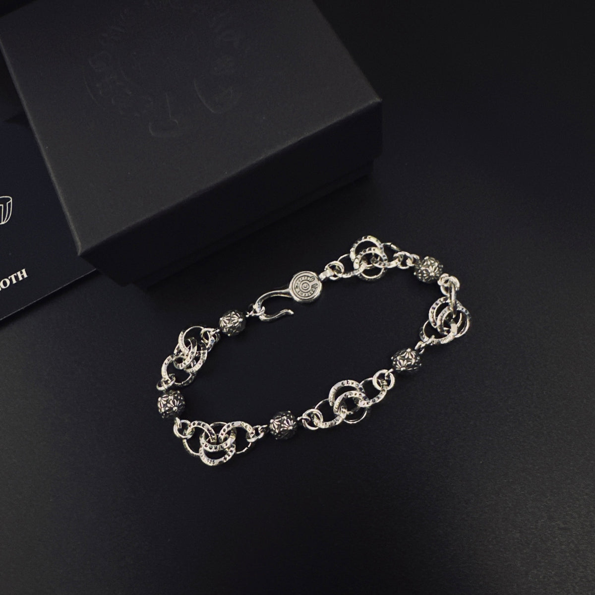 Signature Emblem Bracelet in Polished Metal-Tone – Design 010 side detail