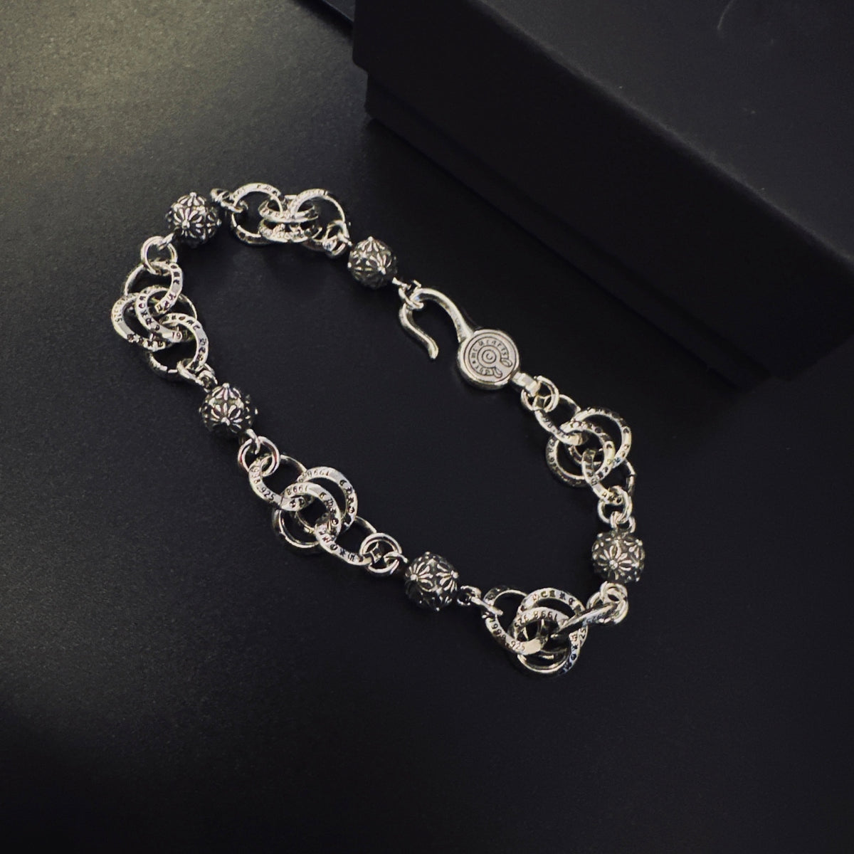 Signature Emblem Bracelet in Polished Metal-Tone – Design 010 styled product view