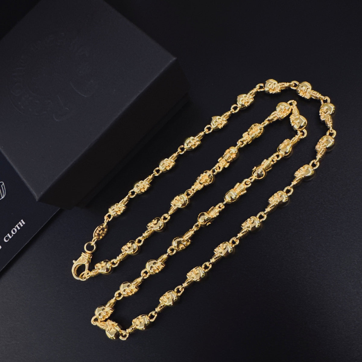 Signature Emblem Pendant Necklace in Gold-Tone – Design 008 detail view