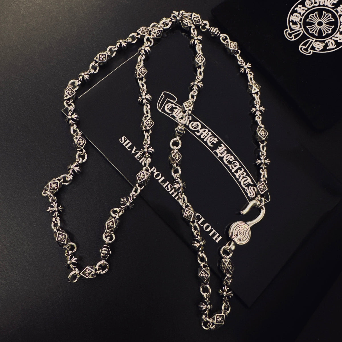 Signature Emblem Pendant Necklace in Polished Metal-Tone – Design 015 close-up detail