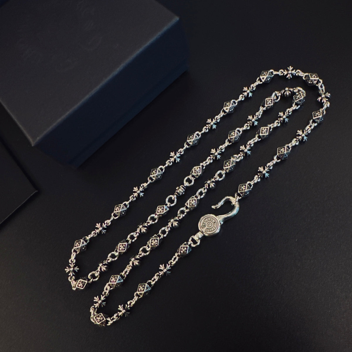 Signature Emblem Pendant Necklace in Polished Metal-Tone – Design 015 front product view