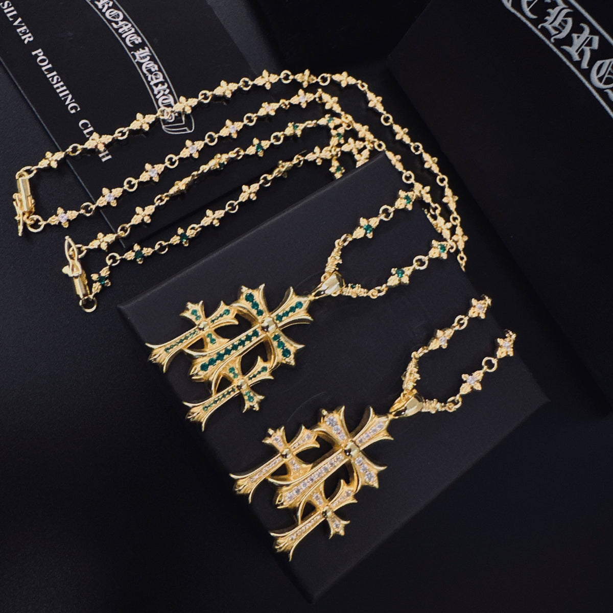 Signature Emblem Pendant Necklace in Polished Metal-Tone – Design 014 front product view