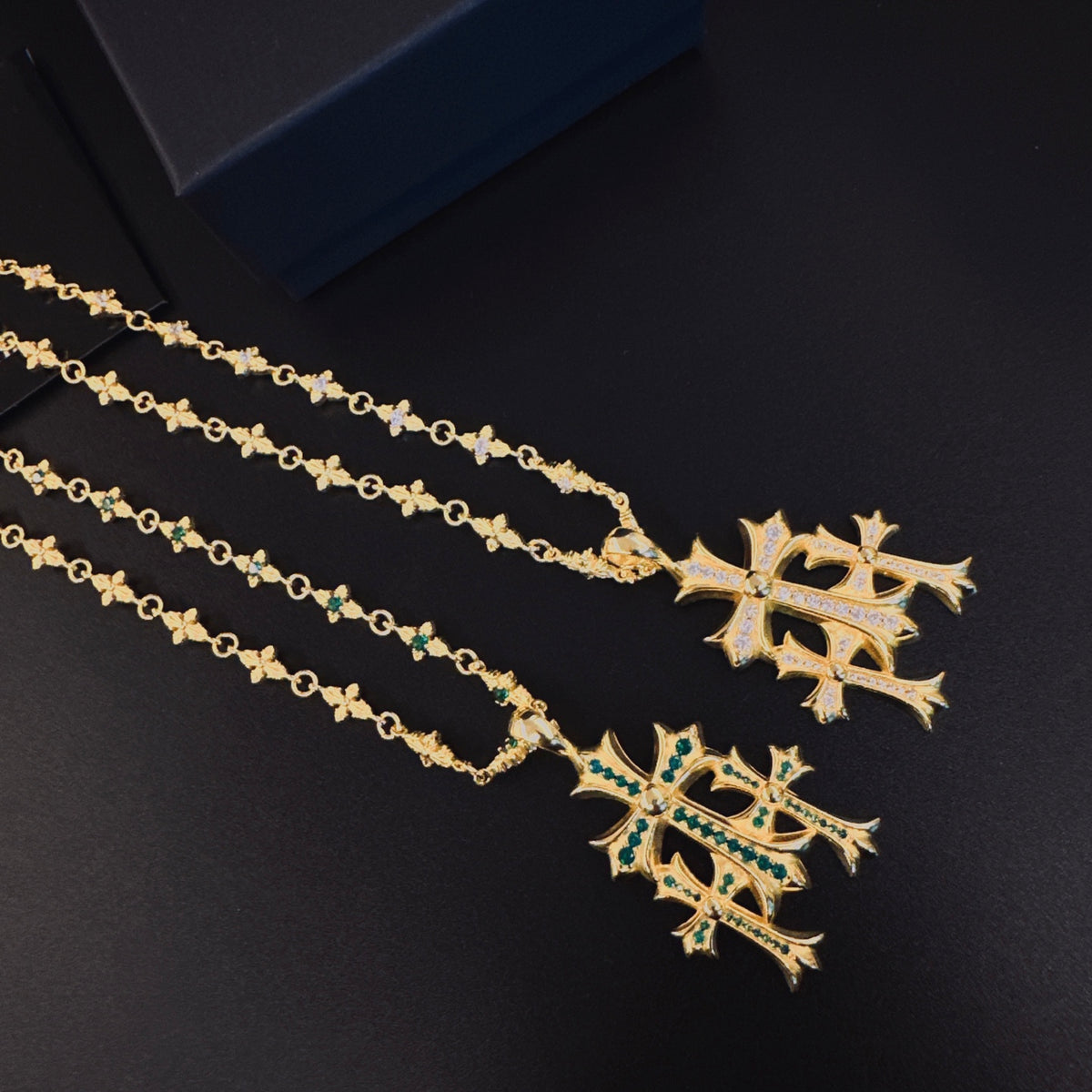 Signature Emblem Pendant Necklace in Polished Metal-Tone – Design 014 side detail