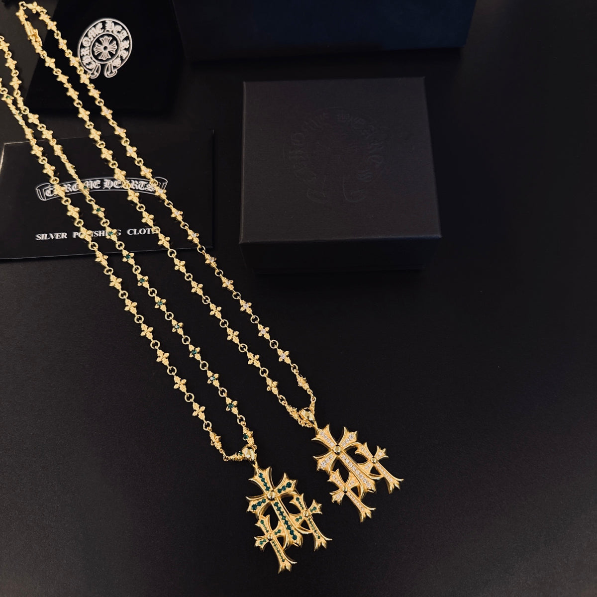 Signature Emblem Pendant Necklace in Polished Metal-Tone – Design 014 close-up detail