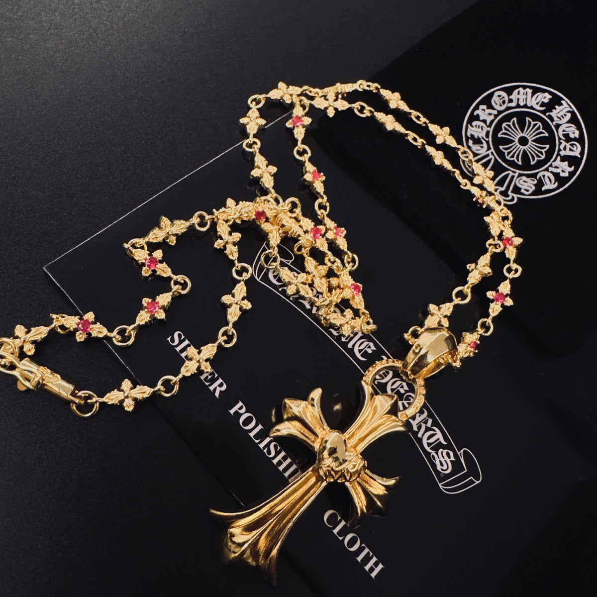 Gothic Emblem Pendant Necklace in Metal-Tone – Design 04 main product view