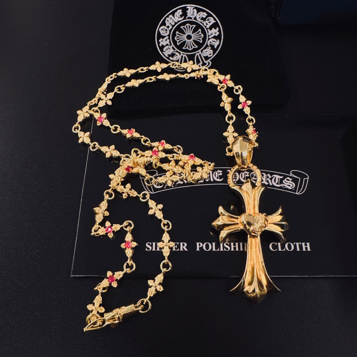 Signature Emblem Pendant Necklace in Polished Metal-Tone – Design 013 detail view