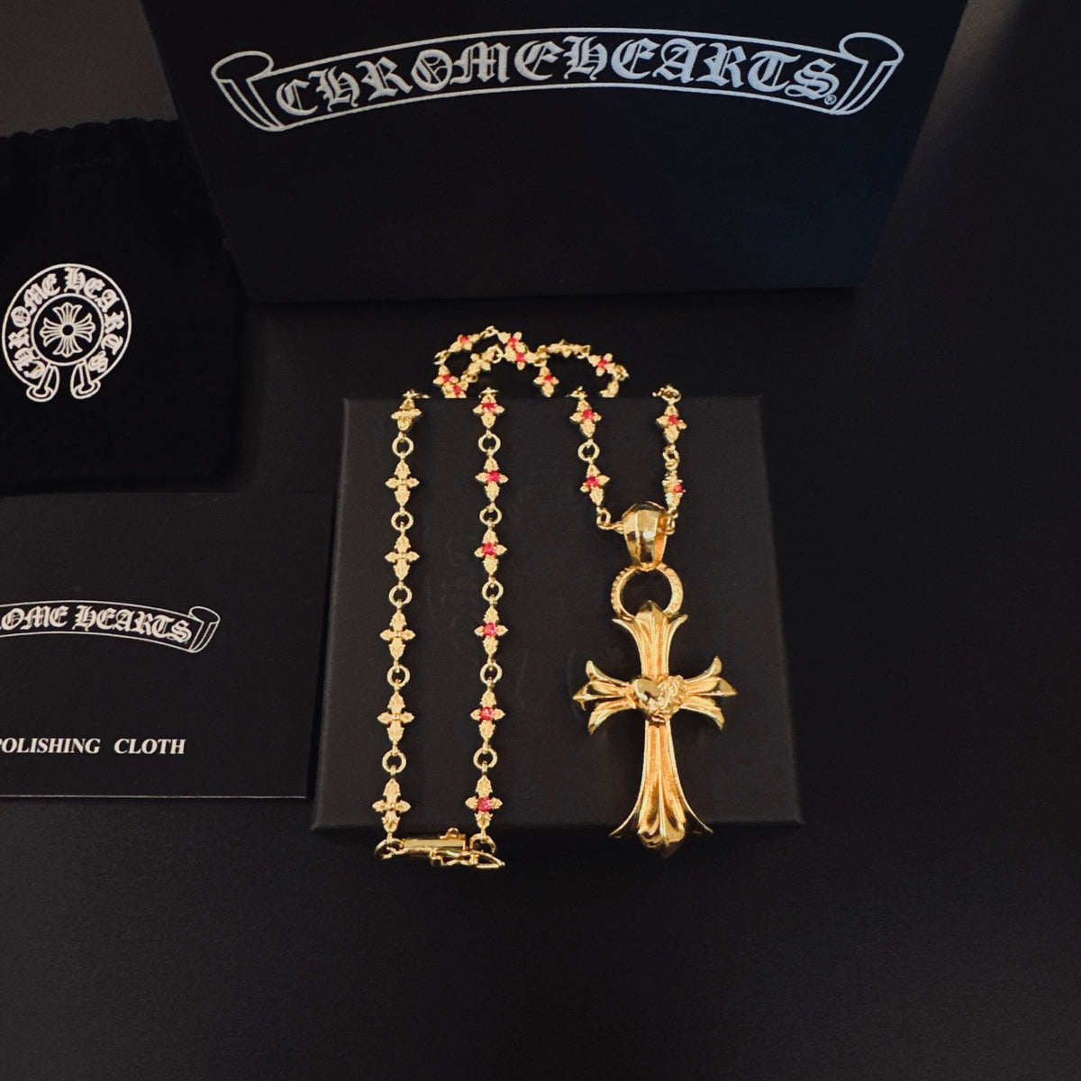 Signature Emblem Pendant Necklace in Polished Metal-Tone – Design 013 main product view