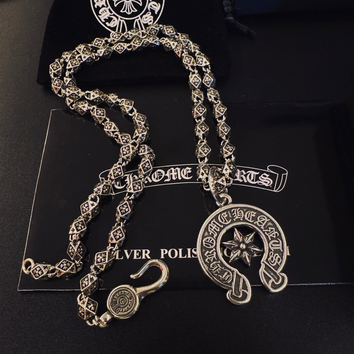 Gothic Emblem Pendant Necklace in Metal-Tone – Design 39 front product view