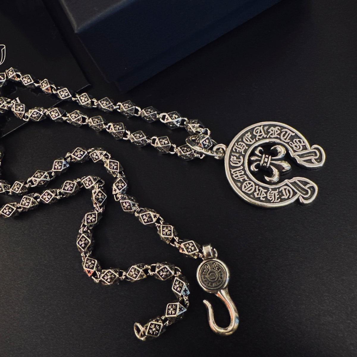 Gothic Emblem Pendant Necklace in Metal-Tone – Design 38 close-up detail