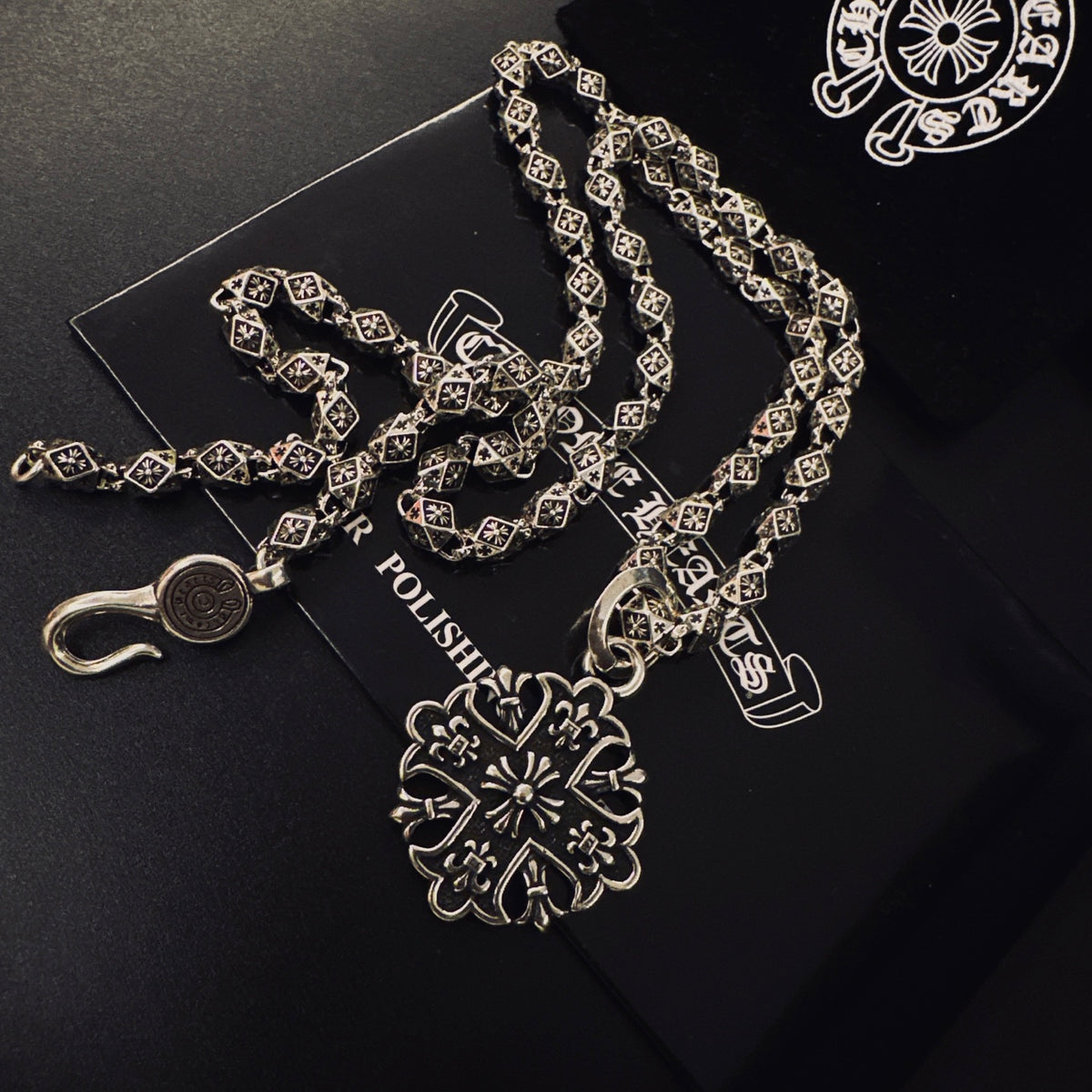 Gothic Emblem Pendant Necklace in Metal-Tone – Design 37 front product view