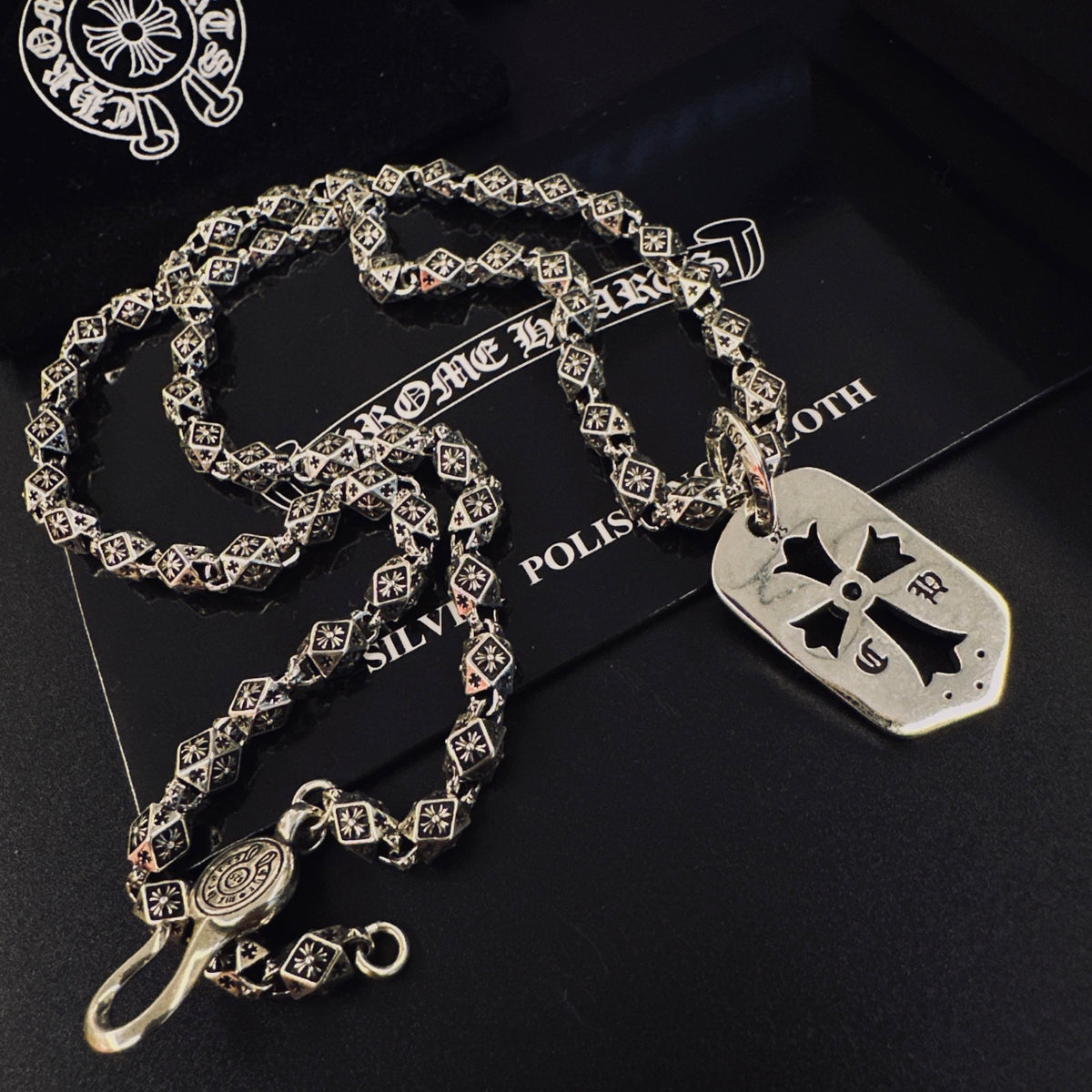 Gothic Emblem Pendant Necklace in Metal-Tone – Design 36 front product view