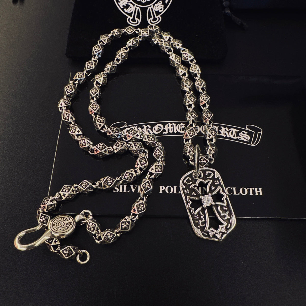 Gothic Emblem Pendant Necklace in Metal-Tone – Design 36 front product view