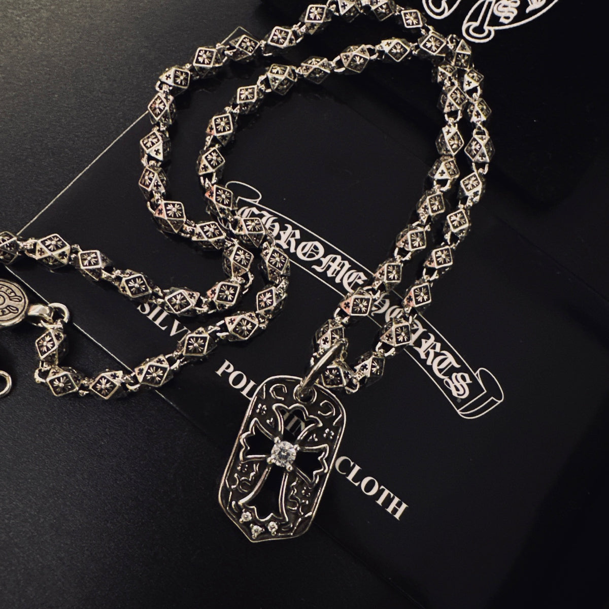 Gothic Emblem Pendant Necklace in Metal-Tone – Design 36 close-up detail