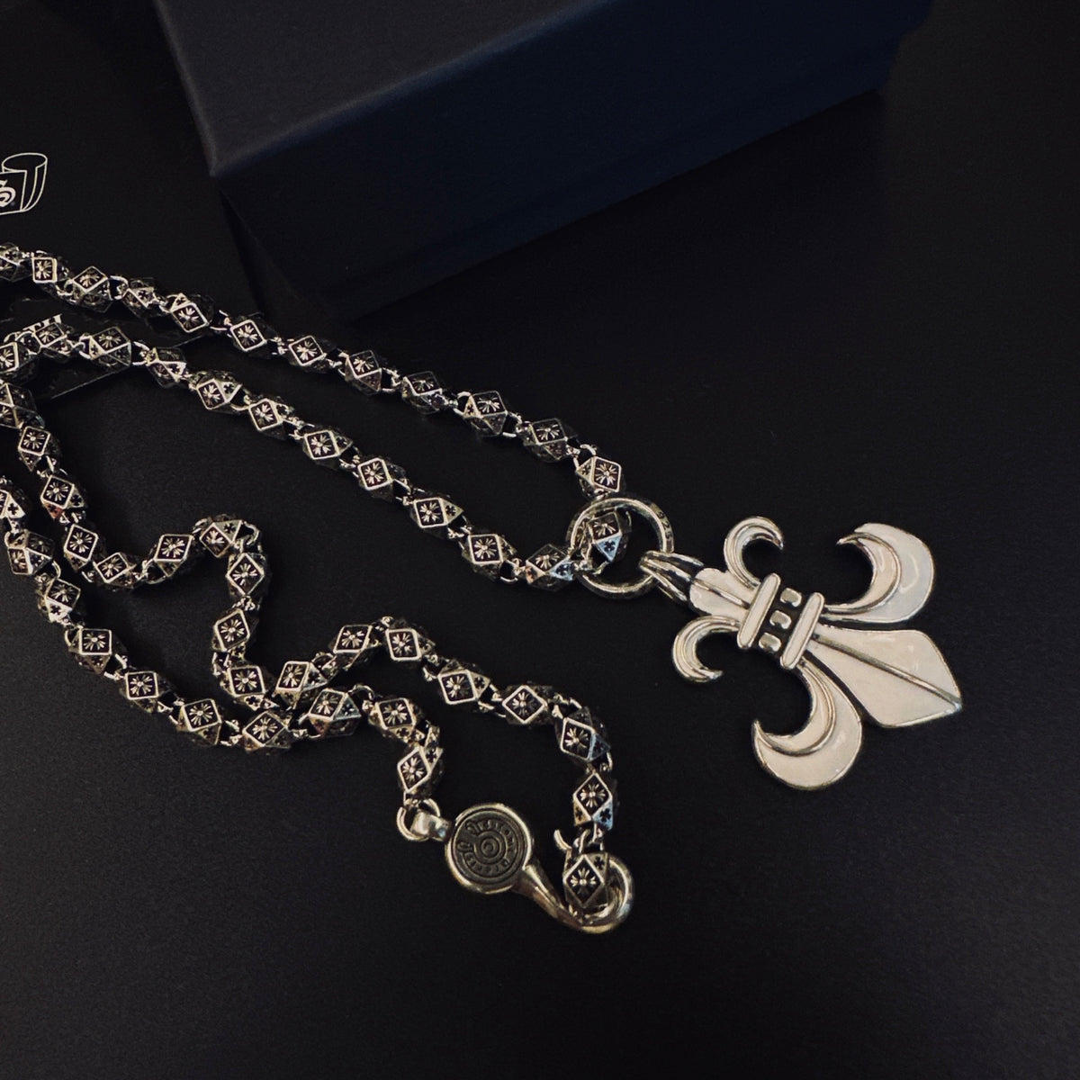 Gothic Emblem Pendant Necklace in Metal-Tone – Design 35 detail view