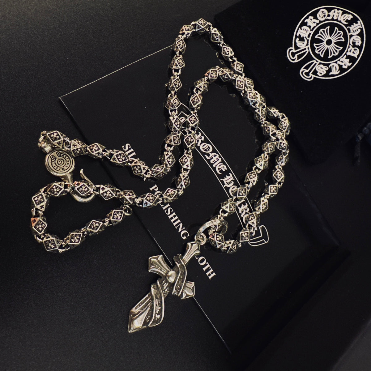 Gothic Emblem Pendant Necklace in Metal-Tone – Design 34 styled product view