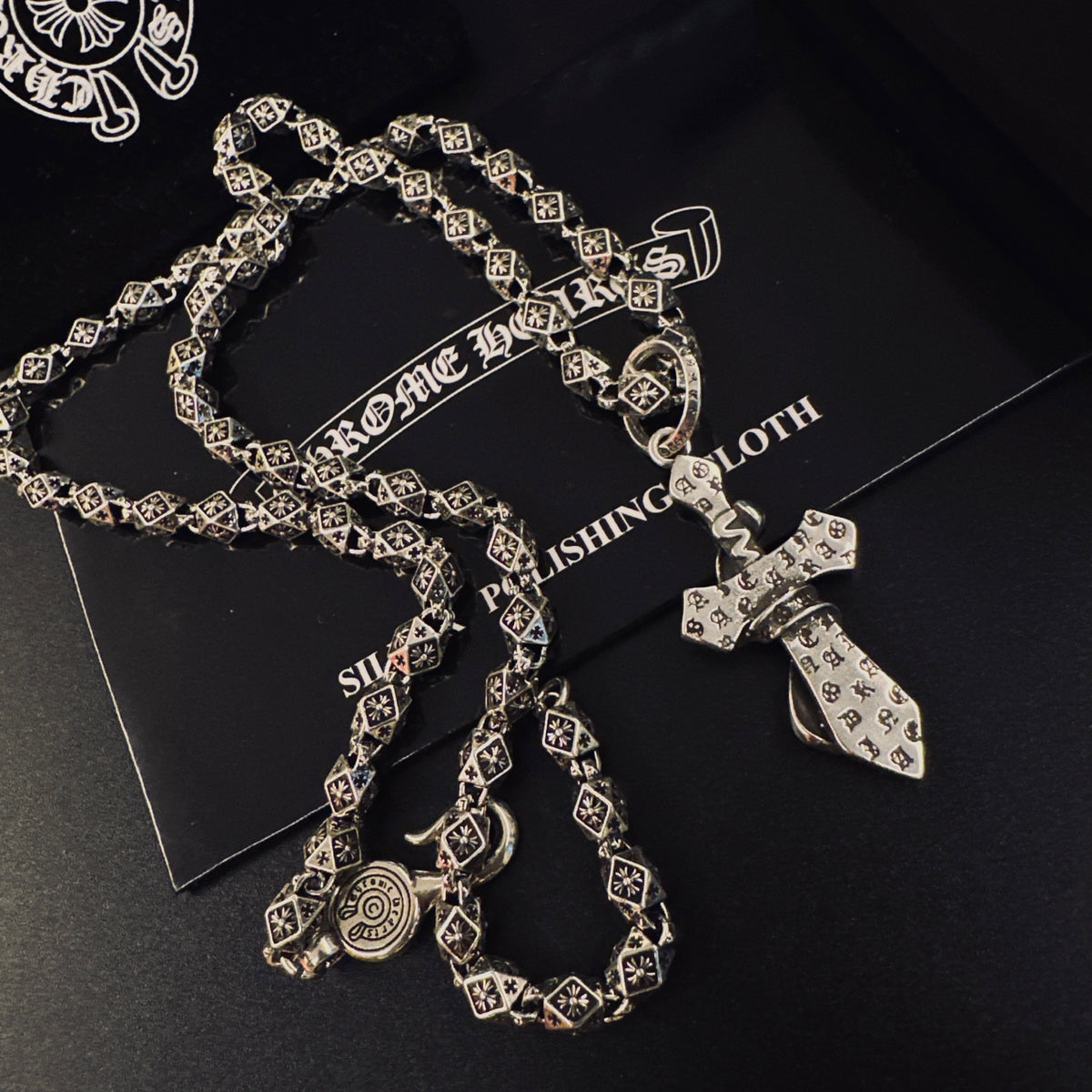 Gothic Emblem Pendant Necklace in Metal-Tone – Design 34 main product view