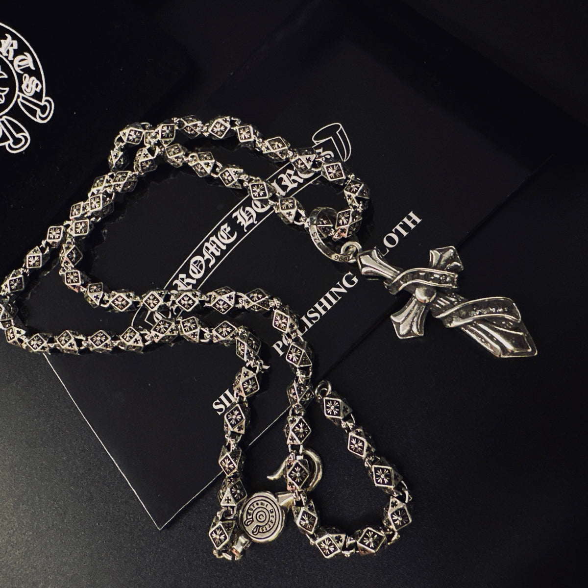 Gothic Emblem Pendant Necklace in Metal-Tone – Design 34 side detail