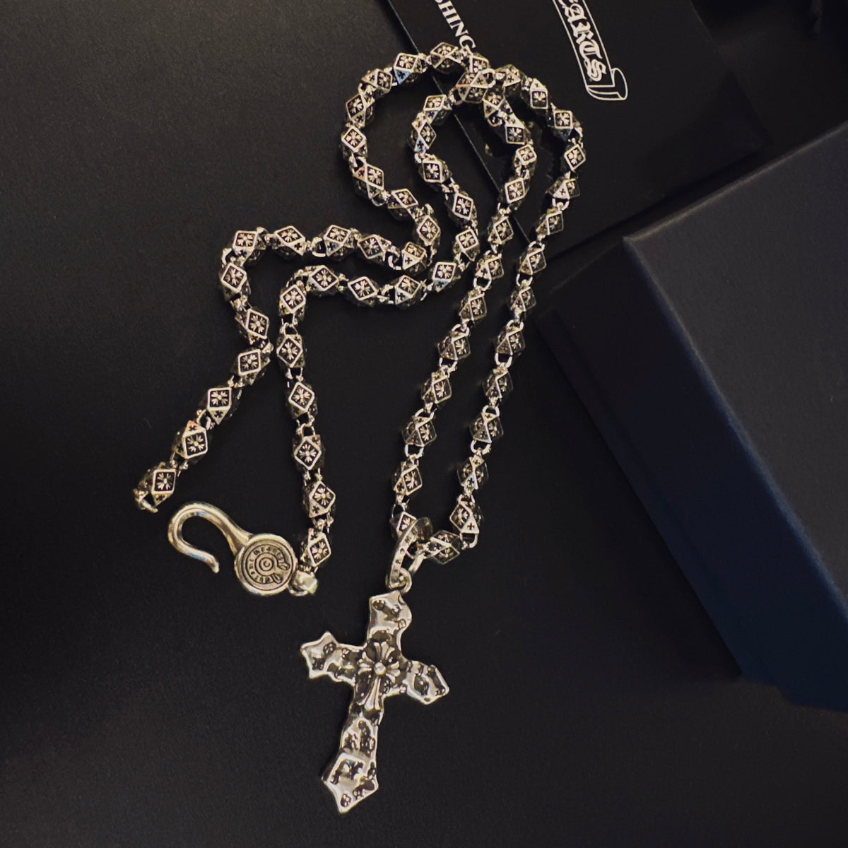 Gothic Emblem Pendant Necklace in Metal-Tone – Design 33 detail view