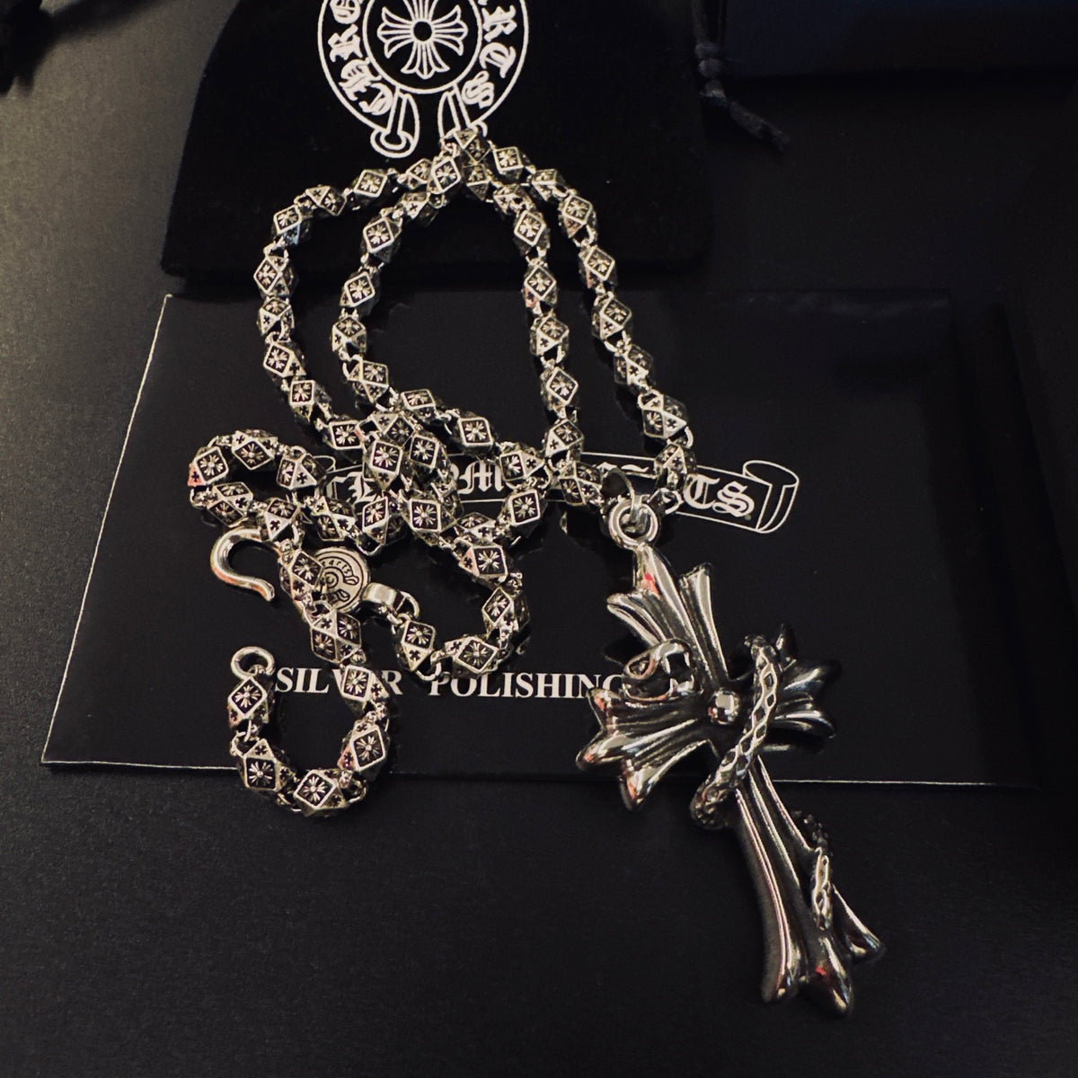 Gothic Emblem Pendant Necklace in Metal-Tone – Design 30 main product view