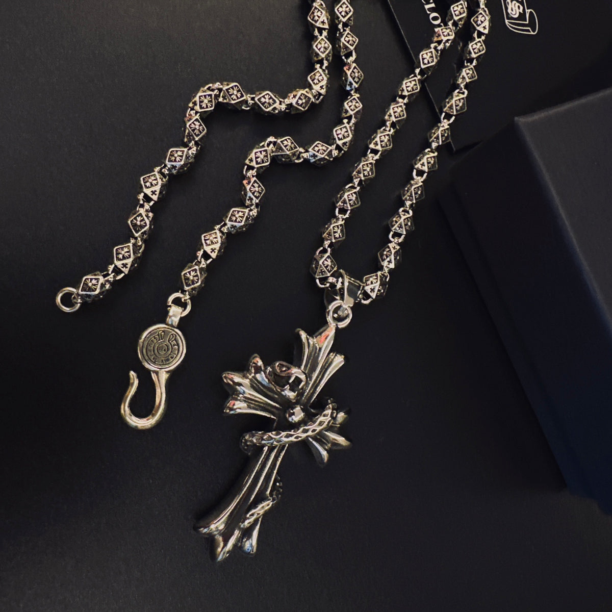 Gothic Emblem Pendant Necklace in Metal-Tone – Design 30 close-up detail