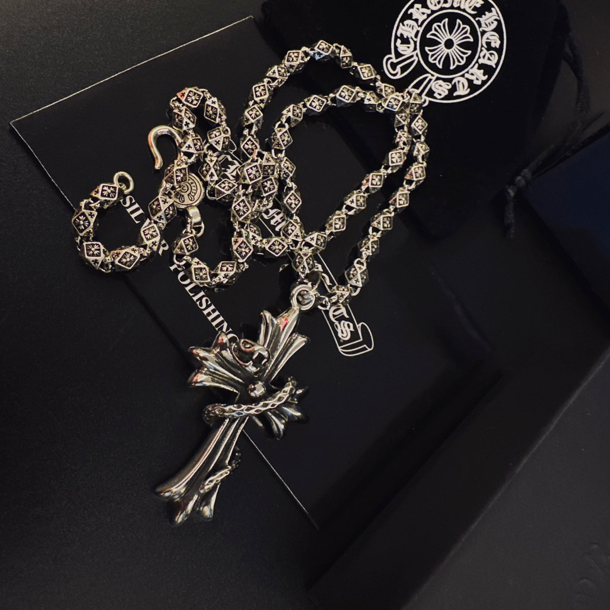Gothic Emblem Pendant Necklace in Metal-Tone – Design 30 detail view