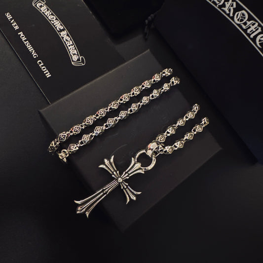 Gothic Emblem Pendant Necklace in Metal-Tone – Design 29 main product view