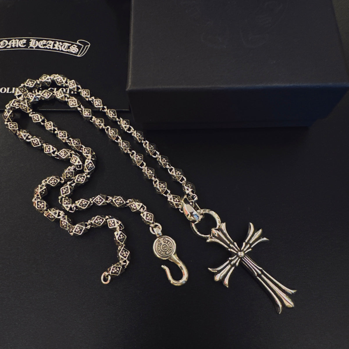 Gothic Emblem Pendant Necklace in Metal-Tone – Design 29 front product view