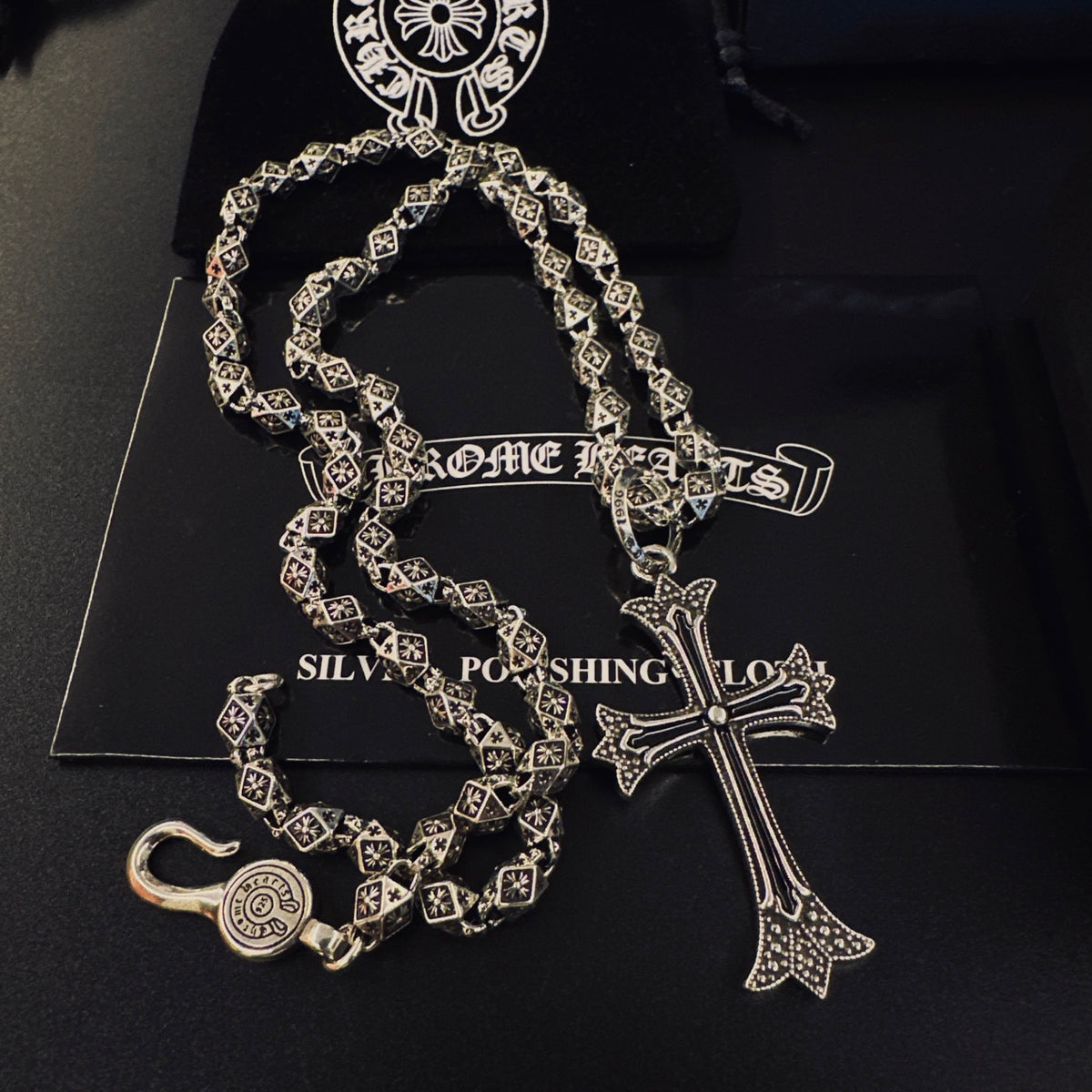 Gothic Emblem Pendant Necklace in Metal-Tone – Design 28 front product view