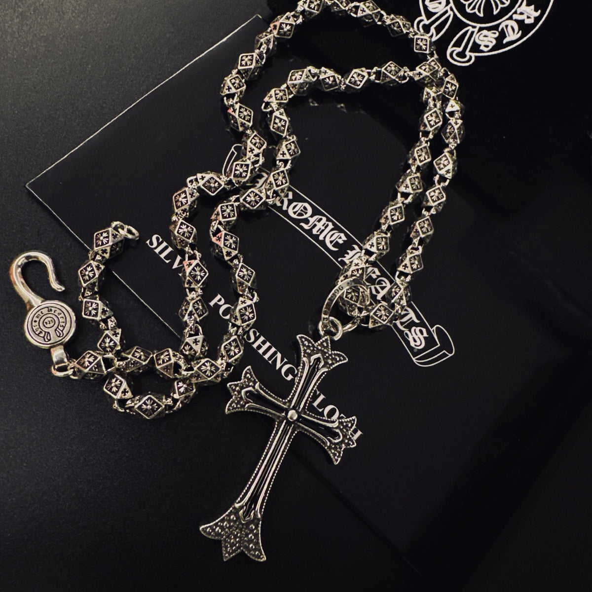 Gothic Emblem Pendant Necklace in Metal-Tone – Design 28 styled product view