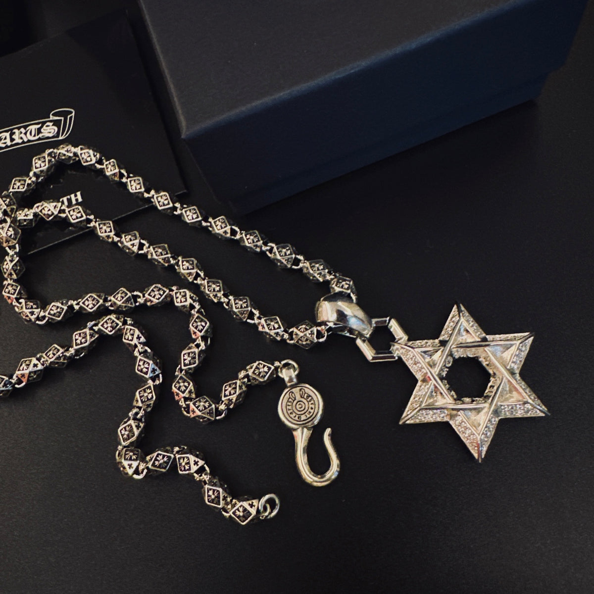Gothic Emblem Pendant Necklace in Metal-Tone – Design 26 styled product view