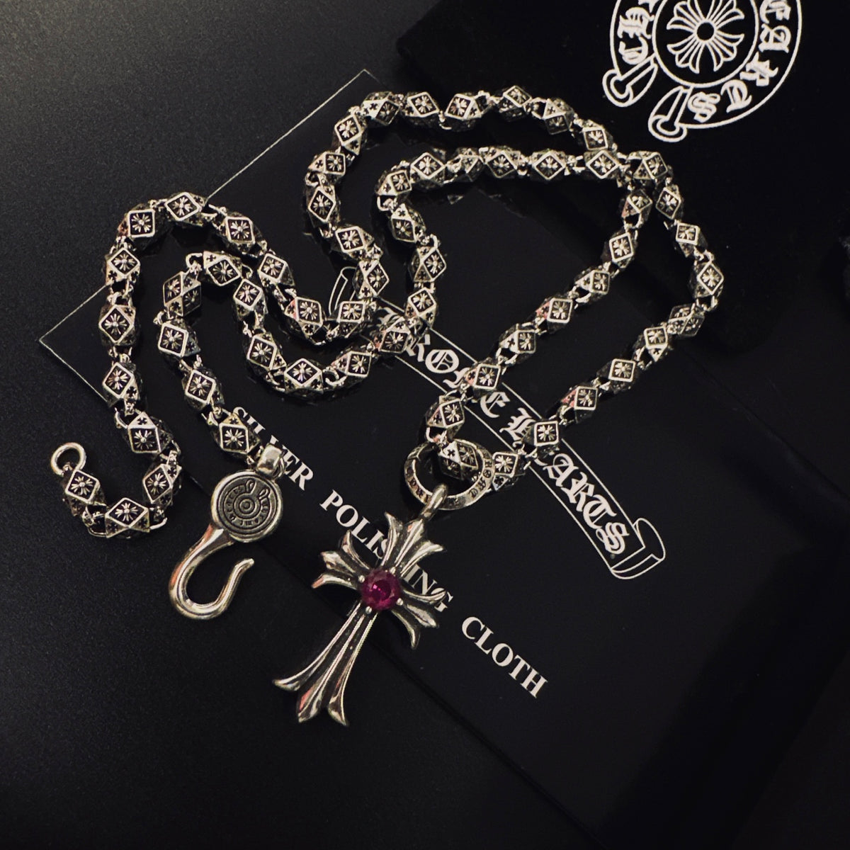 Gothic Emblem Pendant Necklace in Metal-Tone – Design 25 side detail
