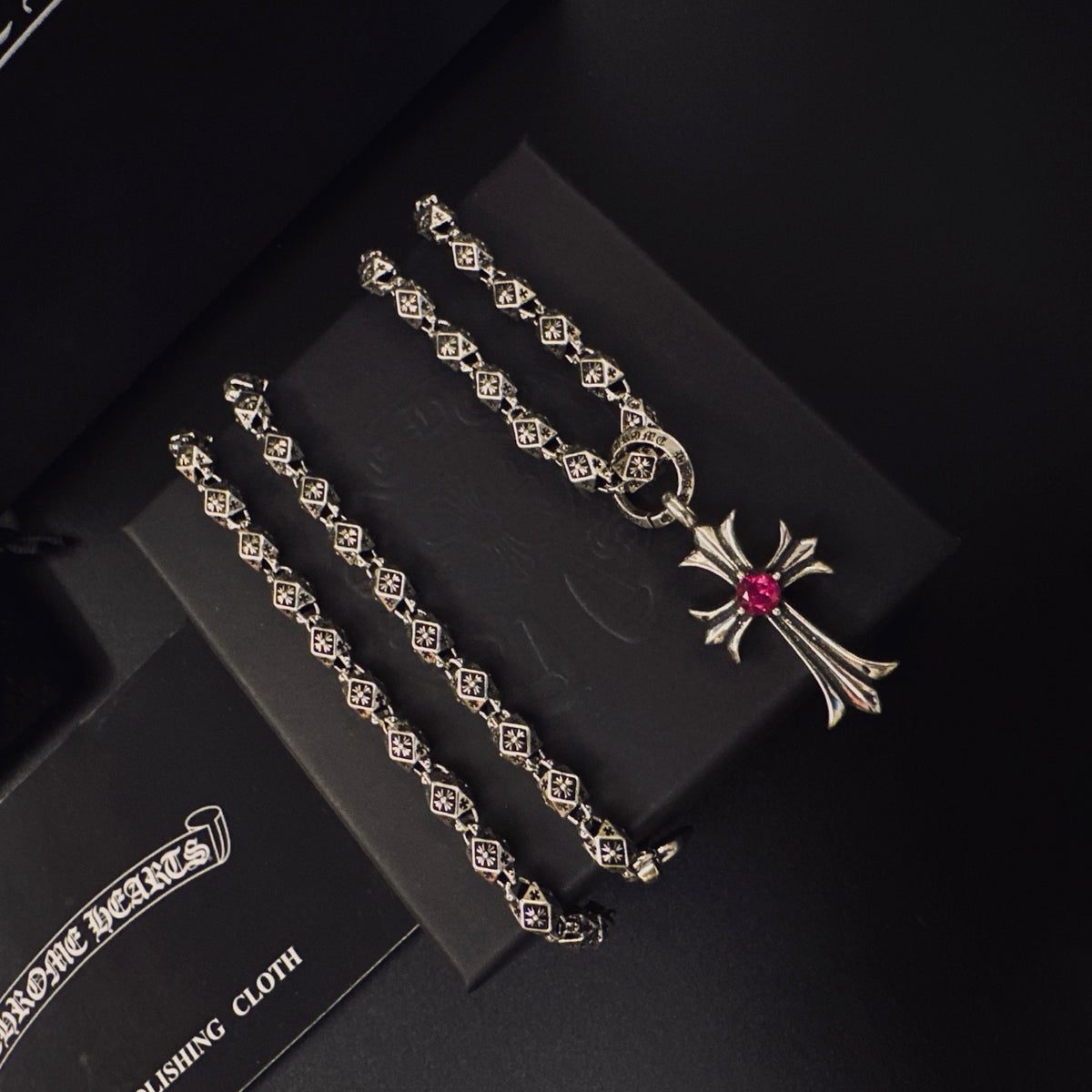 Gothic Emblem Pendant Necklace in Metal-Tone – Design 25 styled product view