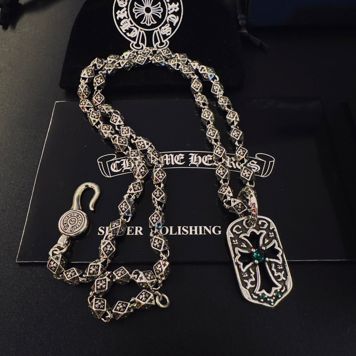 Gothic Emblem Pendant Necklace in Metal-Tone – Design 23 front product view