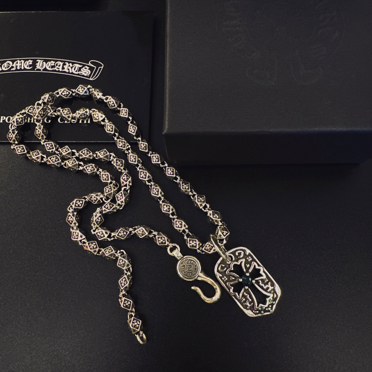 Gothic Emblem Pendant Necklace in Metal-Tone – Design 23 close-up detail